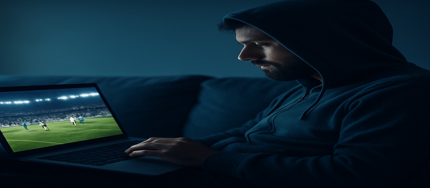 সোফায় আরাম করে বসে ল্যাপটপে গেম খেলে যাচ্ছেন একজন ব্যবহারকারী